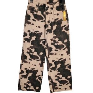 NWT Riley & James Womens XS Cow Print Jeans Brown Cotton Western Gorpcore Y2K